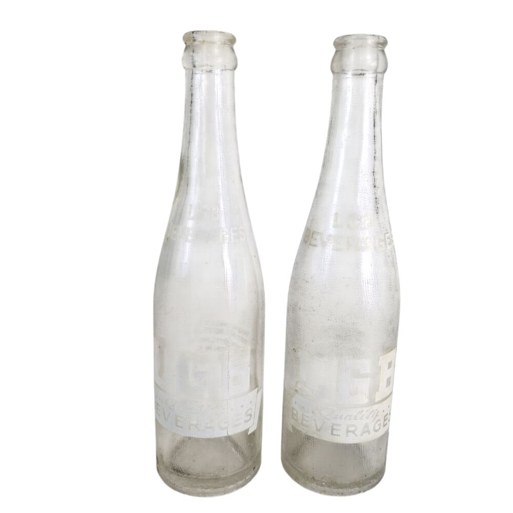 Set 2 Vtg 1940s‎ LGB Beverages 10oz ACL Glass Bottles Nesbitt West Jefferson NC
